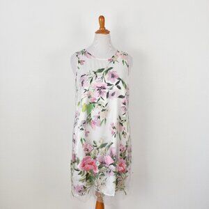 Spense Floral Embroidered Tulle Overlay Shift Dress NEW - L